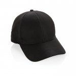 Gorra deportiva de RPET con 6 paneles y ajuste trasero de hebilla color negro