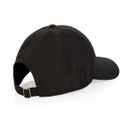 Gorra deportiva de RPET con 6 paneles y ajuste trasero de hebilla color negro quinta vista
