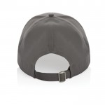 Gorra deportiva de RPET con 6 paneles y ajuste trasero de hebilla color gris tercera vista
