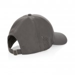Gorra deportiva de RPET con 6 paneles y ajuste trasero de hebilla color gris quinta vista