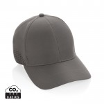 Gorra deportiva de RPET con 6 paneles y ajuste trasero de hebilla color gris