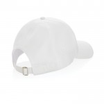 Gorra deportiva de RPET con 6 paneles y ajuste trasero de hebilla color blanco quinta vista
