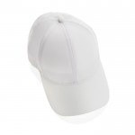 Gorra deportiva de RPET con 6 paneles y ajuste trasero de hebilla color blanco sexta vista
