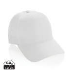 Gorra deportiva de RPET con 6 paneles y ajuste trasero de hebilla color blanco