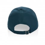 Gorra deportiva de RPET con 6 paneles y ajuste trasero de hebilla color azul marino tercera vista