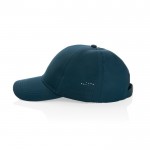 Gorra deportiva de RPET con 6 paneles y ajuste trasero de hebilla color azul marino cuarta vista