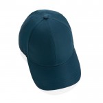 Gorra deportiva de RPET con 6 paneles y ajuste trasero de hebilla color azul marino sexta vista