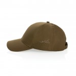 Gorra deportiva de RPET con 6 paneles y ajuste trasero de hebilla color verde cuarta vista