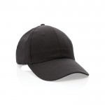 Gorra de algodón reciclado 6 paneles con cierre de velcro 190 g/m2 color negro