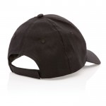 Gorra de algodón reciclado 6 paneles con cierre de velcro 190 g/m2 color negro quinta vista