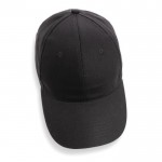 Gorra de algodón reciclado 6 paneles con cierre de velcro 190 g/m2 color negro sexta vista