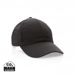 Gorra de algodón reciclado 6 paneles con cierre de velcro 190 g/m2 color negro