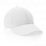 Gorra de algodón reciclado 6 paneles con cierre de velcro 190 g/m2 color blanco séptima vista