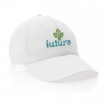 Gorra de algodón reciclado 6 paneles con cierre de velcro 190 g/m2 color blanco vista con logo