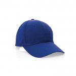 Gorra de algodón reciclado 6 paneles con cierre de velcro 190 g/m2 color azul