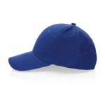 Gorra de algodón reciclado 6 paneles con cierre de velcro 190 g/m2 color azul tercera vista