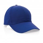 Gorra de algodón reciclado 6 paneles con cierre de velcro 190 g/m2 color azul séptima vista