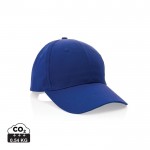 Gorra de algodón reciclado 6 paneles con cierre de velcro 190 g/m2 color azul