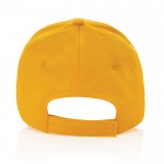 Gorra de algodón reciclado 6 paneles con cierre de velcro 190 g/m2 color amarillo cuarta vista