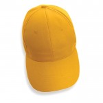 Gorra de algodón reciclado 6 paneles con cierre de velcro 190 g/m2 color amarillo sexta vista