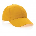 Gorra de algodón reciclado 6 paneles con cierre de velcro 190 g/m2 color amarillo séptima vista