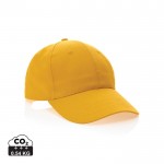 Gorra de algodón reciclado 6 paneles con cierre de velcro 190 g/m2 color amarillo
