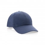 Gorra de algodón reciclado 6 paneles con cierre de velcro 190 g/m2 color azul marino