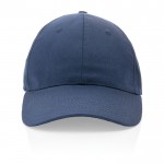 Gorra de algodón reciclado 6 paneles con cierre de velcro 190 g/m2 color azul marino segunda vista