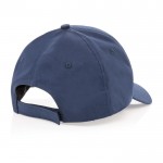 Gorra de algodón reciclado 6 paneles con cierre de velcro 190 g/m2 color azul marino quinta vista