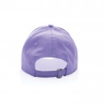 Gorra de algodón reciclado de 6 paneles y trazador AWARE™ 280 g/m2 color lila cuarta vista