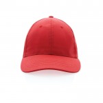 Gorra de algodón reciclado de 6 paneles y trazador AWARE™ 280 g/m2 color rojo segunda vista