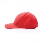 Gorra de algodón reciclado de 6 paneles y trazador AWARE™ 280 g/m2 color rojo tercera vista