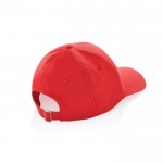 Gorra de algodón reciclado de 6 paneles y trazador AWARE™ 280 g/m2 color rojo quinta vista