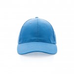 Gorra de algodón reciclado de 6 paneles y trazador AWARE™ 280 g/m2 color azul claro segunda vista
