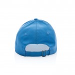 Gorra de algodón reciclado de 6 paneles y trazador AWARE™ 280 g/m2 color azul claro cuarta vista