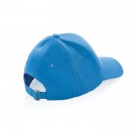 Gorra de algodón reciclado de 6 paneles y trazador AWARE™ 280 g/m2 color azul claro quinta vista