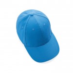 Gorra de algodón reciclado de 6 paneles y trazador AWARE™ 280 g/m2 color azul claro sexta vista