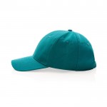 Gorra de algodón reciclado de 6 paneles y trazador AWARE™ 280 g/m2 color verde tercera vista