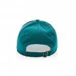 Gorra de algodón reciclado de 6 paneles y trazador AWARE™ 280 g/m2 color verde cuarta vista