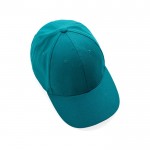 Gorra de algodón reciclado de 6 paneles y trazador AWARE™ 280 g/m2 color verde sexta vista