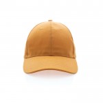 Gorra de algodón reciclado de 6 paneles y trazador AWARE™ 280 g/m2 color naranja segunda vista