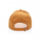Gorra de algodón reciclado de 6 paneles y trazador AWARE™ 280 g/m2 color naranja cuarta vista