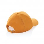 Gorra de algodón reciclado de 6 paneles y trazador AWARE™ 280 g/m2 color naranja quinta vista