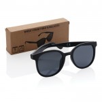 Gafas solares retro de fibra de paja de trigo y protección UV400 color negro vista con caja