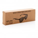 Gafas solares retro de fibra de paja de trigo y protección UV400 color negro segunda vista con caja