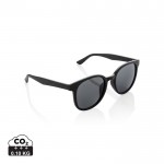 Gafas solares retro de fibra de paja de trigo y protección UV400 color negro