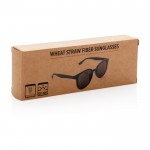 Gafas solares retro de fibra de paja de trigo y protección UV400 color azul segunda vista con caja