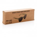 Gafas solares retro de fibra de paja de trigo y protección UV400 color verde segunda vista con caja