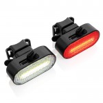 Set de dos luces de bici de plástico reciclado con 5 modos de luz color negro