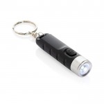Linterna con llavero de plástico reciclado con 3 modos de luz color negro
